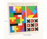 3 in 1 Puzzle Set Tangram, Xo & Intelligence Puzzle