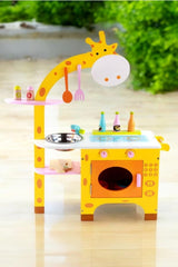 Wooden Pretend Play Giraffe Kitchen Hearth Play Set