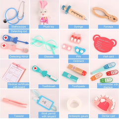 Doctor Kit for Kids - Wooden Dentist Set with Working Stethoscope, Pretend Play Doctor Set for Kids Girl - Fun Educational Toys for Role Play, Ages 3 and Up