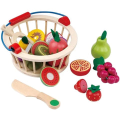 Magnetic Wooden Cutting Fruits Food Play Toy Set with Basket for Kids, Pretend Play Toy Set for Boys and Girls,Colorful Kitchen Play Toy Set for Babies (Fruits)