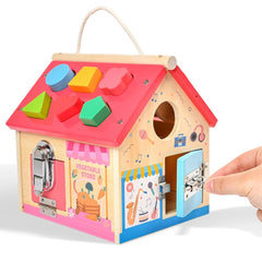 Wood Busy Activity Montessori House Toy for Kids Ages 1 2 3 Years Old Baby Toys for Baby Developmental Baby Toys