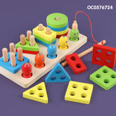 Four Fishing Post Column Tower Blocks Educational & Learning Toy - Multicolor Stacking Game for Toddlers, Promotes Hand-Eye Coordination, Color & Shape Recognition, Cognitive Skills