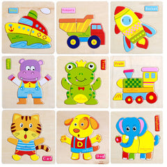 Wood Puzzles for Small Kids Children Kids. Pack of 4 Different Patterns Puzzle in a Frame Board