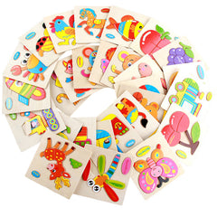 Wood Puzzles for Small Kids Children Kids. Pack of 4 Different Patterns Puzzle in a Frame Board