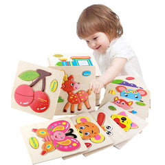 Wood Puzzles for Small Kids Children Kids. Pack of 4 Different Patterns Puzzle in a Frame Board