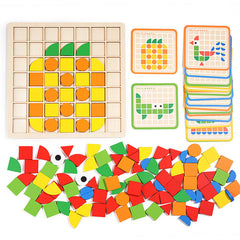 120 Piece Mosaic Wooden Pattern Blocks Puzzle