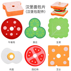 Wooden Burger Sandwich Stacking Toys for Kids, Montessori Toys for Toddlers & Preschoolers, Develops Fine Motor Skills Any 1 pcs Burger Either Sandwich