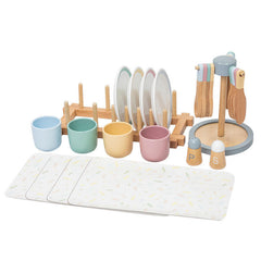 Wooden Tableware Set Pretend Play