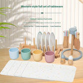 Wooden Tableware Set Pretend Play