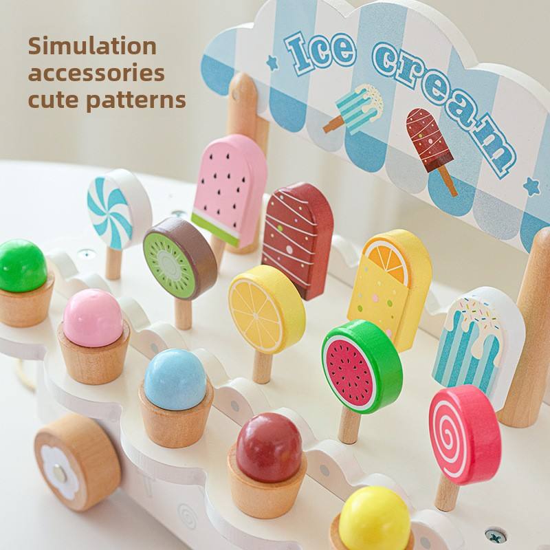 Wooden All in one Ice Cream Cart | Montessori Toy | Activity Game for Kids | Icecream Toy for Kids | Early Educational Toy