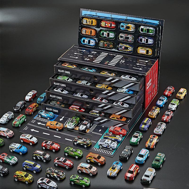 48pcs Pull Back Cars Sets Container