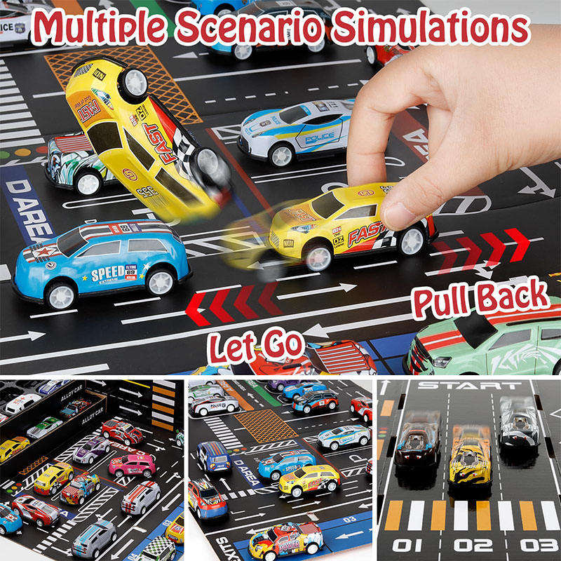 48pcs Pull Back Cars Sets Container