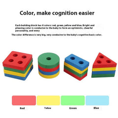 Wooden 4 Angle Geometric Building Blocks Building Stacker Shape Sorter Column Puzzle Stacking Toy