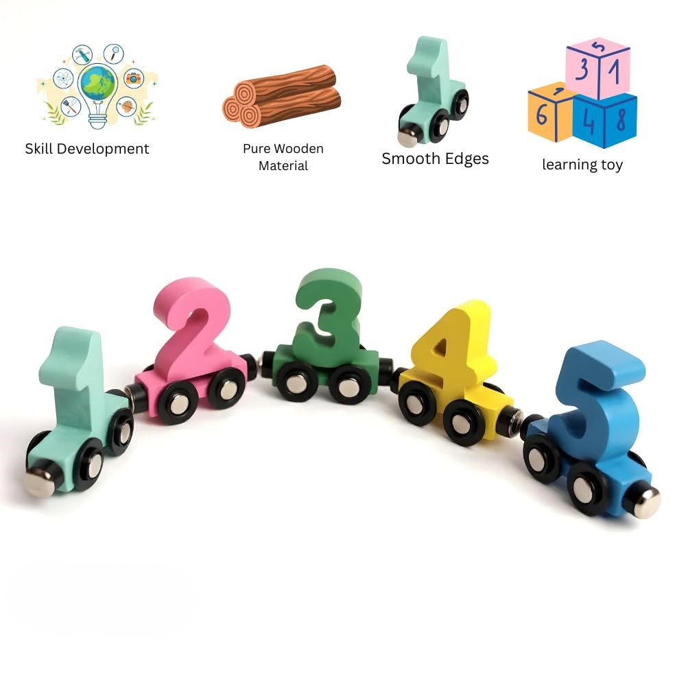 Wooden Number Train Toys for Kids, Number Learning Educational Toys