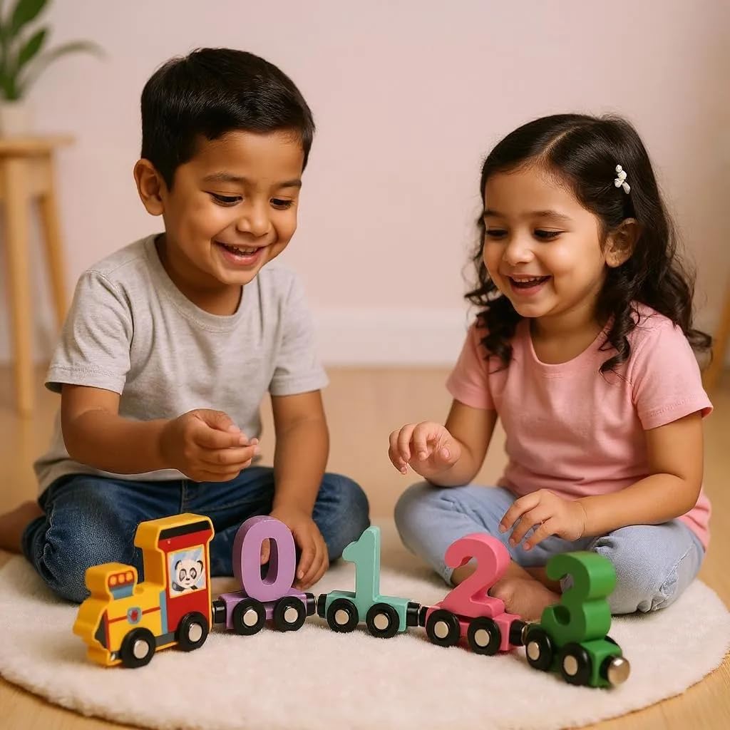 Wooden Number Train Toys for Kids, Number Learning Educational Toys