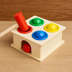 Wooden Hammer Ball Knock Pounding Bench with Box Case