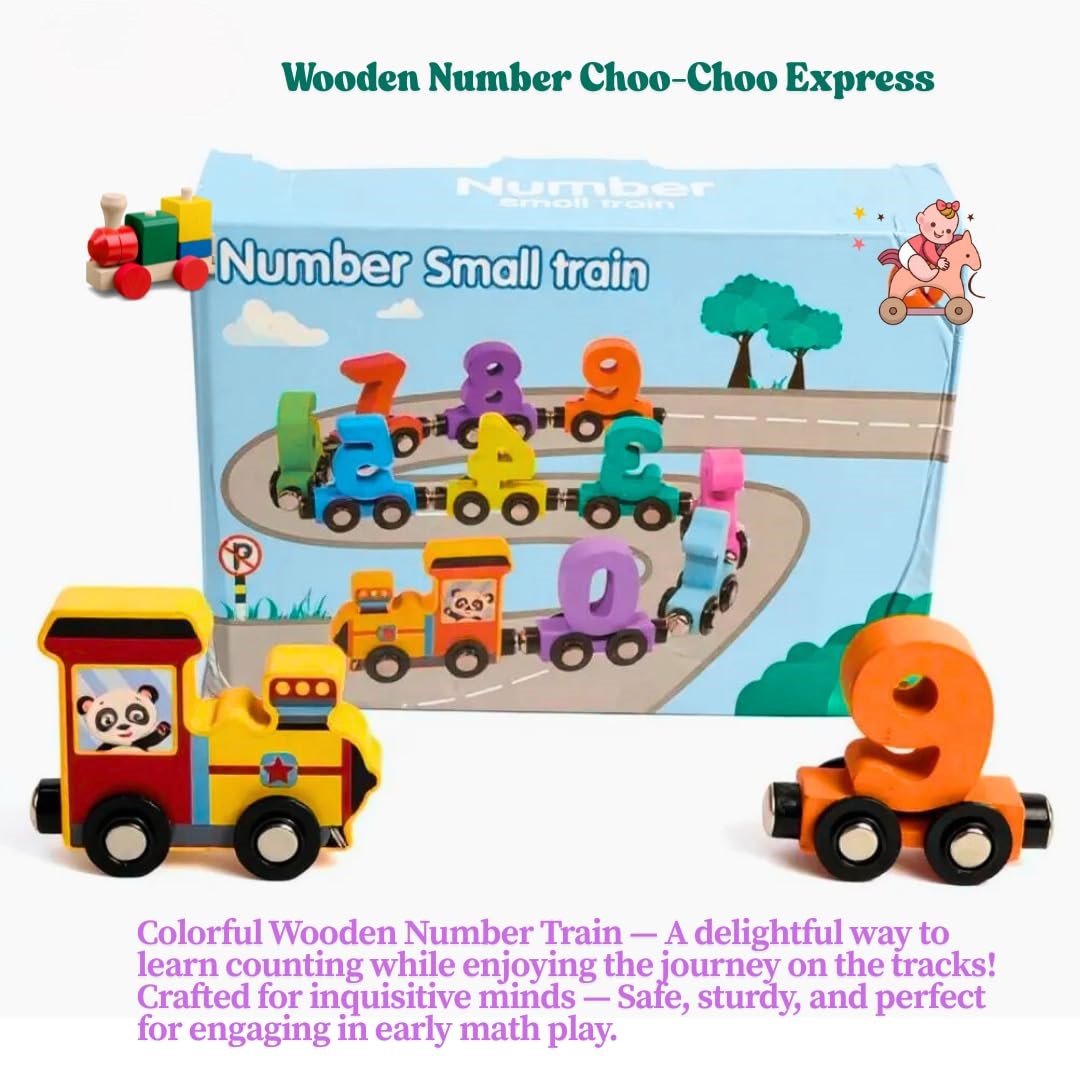 Wooden Number Train Toys for Kids, Number Learning Educational Toys