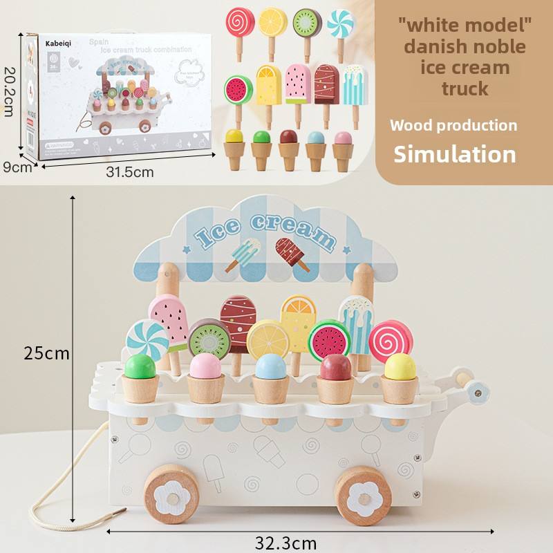 Wooden All in one Ice Cream Cart | Montessori Toy | Activity Game for Kids | Icecream Toy for Kids | Early Educational Toy
