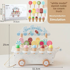 Wooden All in one Ice Cream Cart | Montessori Toy | Activity Game for Kids | Icecream Toy for Kids | Early Educational Toy