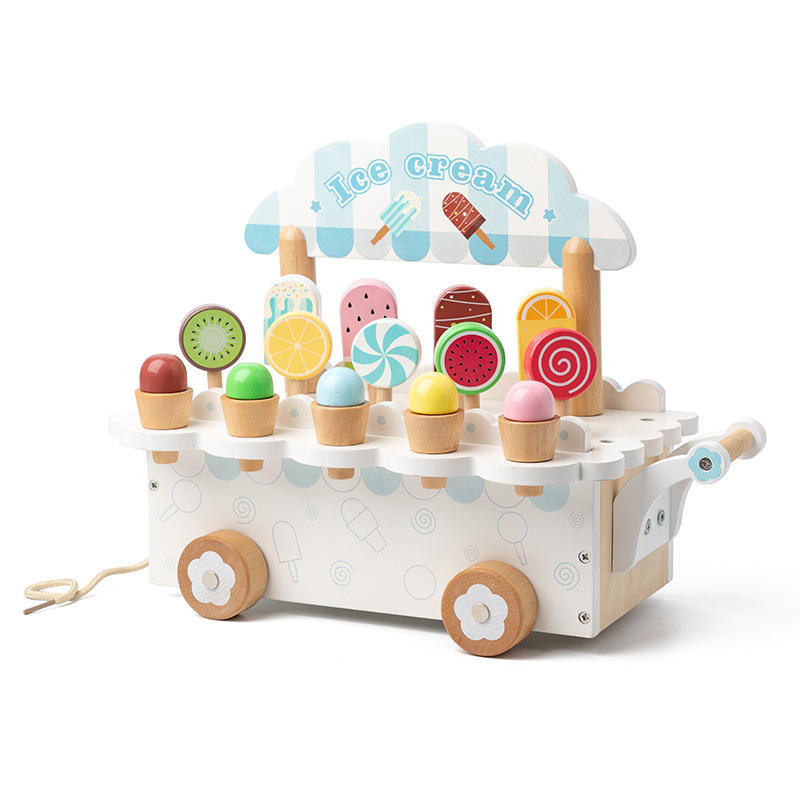 Wooden All in one Ice Cream Cart | Montessori Toy | Activity Game for Kids | Icecream Toy for Kids | Early Educational Toy