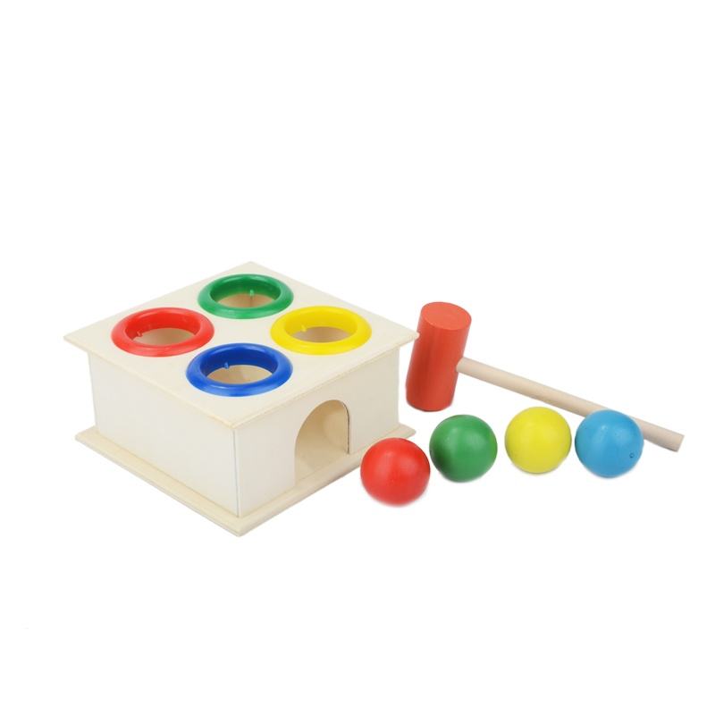 Wooden Hammer Ball Knock Pounding Bench with Box Case
