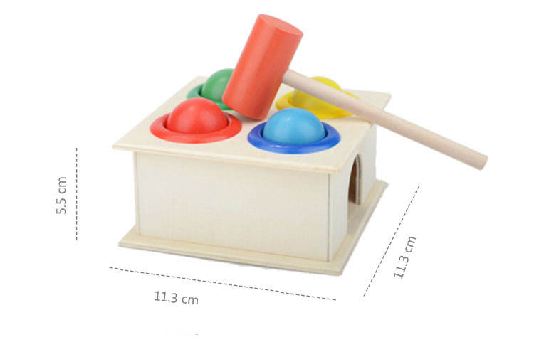 Wooden Hammer Ball Knock Pounding Bench with Box Case