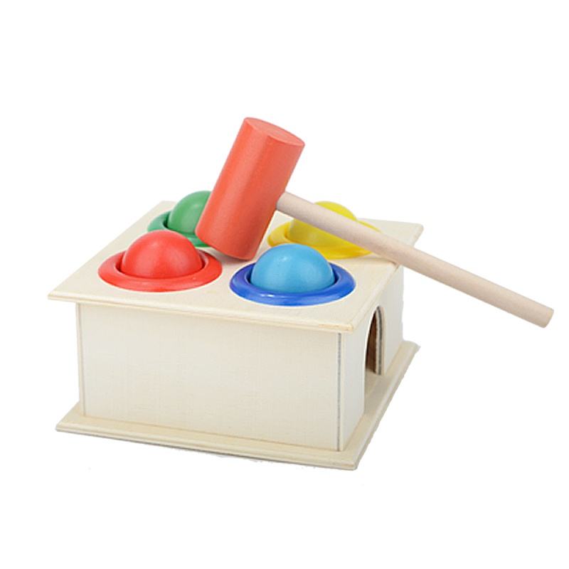 Wooden Hammer Ball Knock Pounding Bench with Box Case