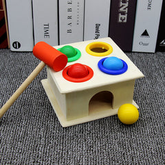 Wooden Hammer Ball Knock Pounding Bench with Box Case