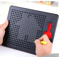 Magnetic Drawing Pad with Stylus Pen & 10 Pattern Card Magnet for Kids - Metal Bals Erasable Doodle Writing Board