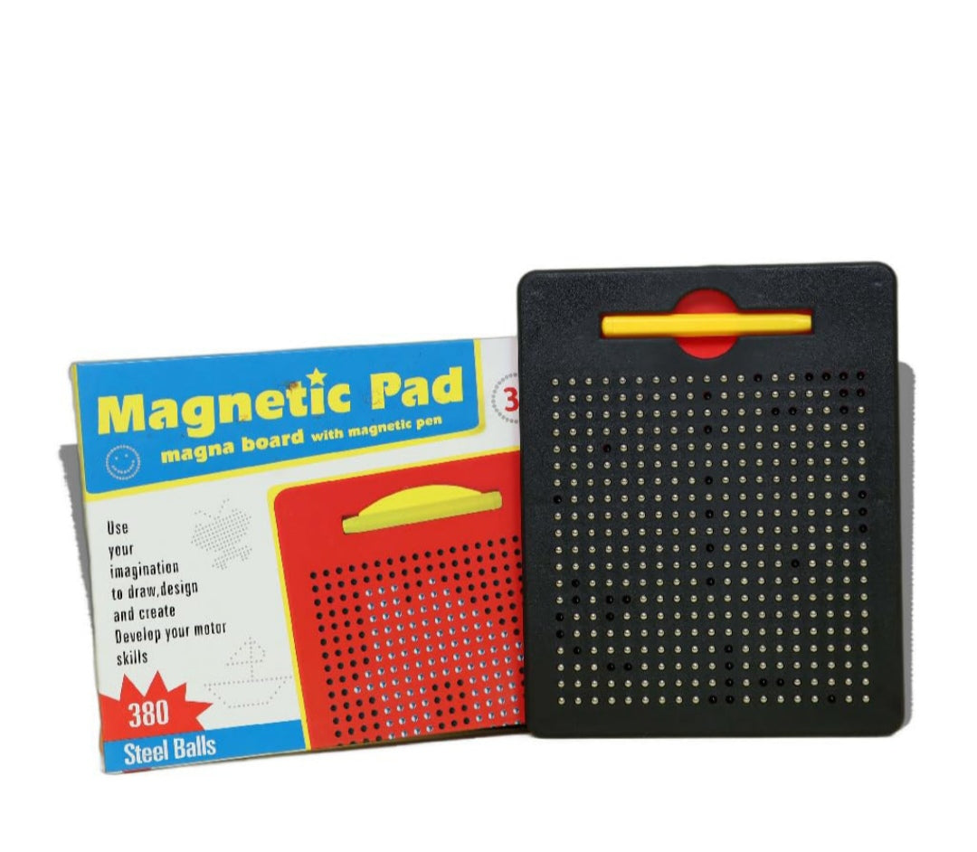 Magnetic Drawing Pad with Stylus Pen & 10 Pattern Card Magnet for Kids - Metal Bals Erasable Doodle Writing Board