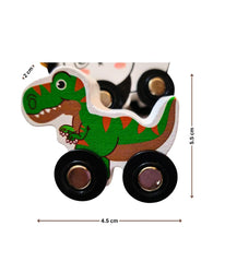 Push & Go Wooden Mini Toy Cars Set of 6  Animal Shape, Multicolor, Non-Toxic & Plastic-Free, Fun Toy for Toddlers & Kids 1 Years