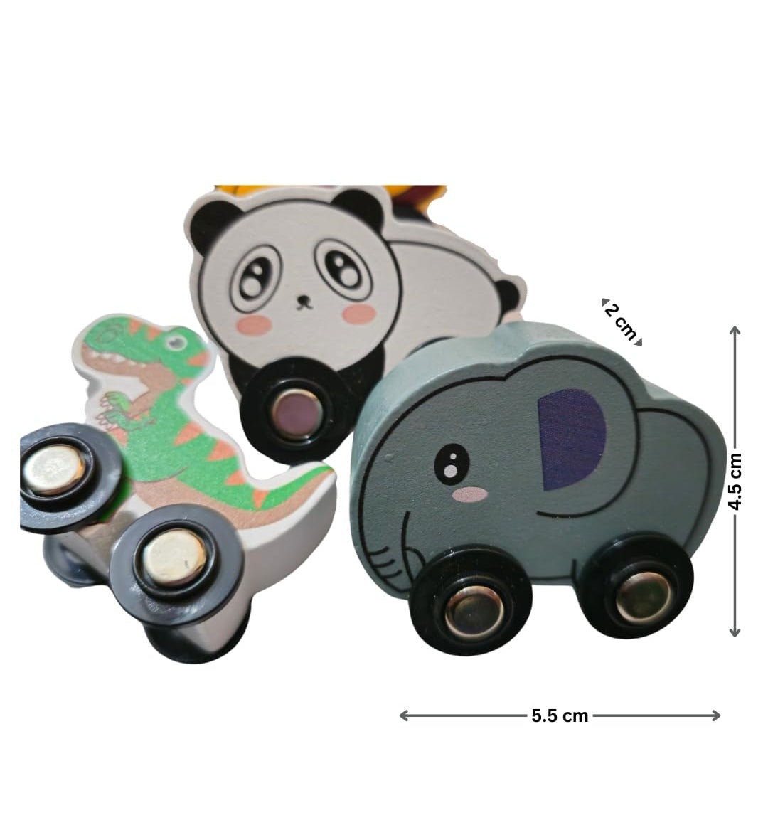 Push & Go Wooden Mini Toy Cars Set of 6  Animal Shape, Multicolor, Non-Toxic & Plastic-Free, Fun Toy for Toddlers & Kids 1 Years