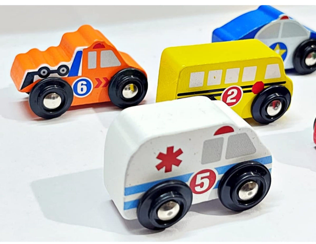 Wooden Mini Car Set 6 Pieces Eco-Friendly Kids Toys Montessori Toy Cars Wooden