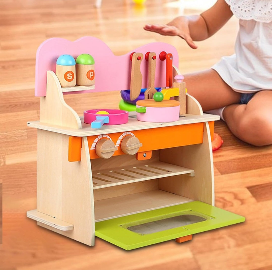 Play Kitchen Set Gifts Wooden Ornament Realistic Sturdy Kitchen Set for Kids Toys & Hobbies Educational Other Educational Toys