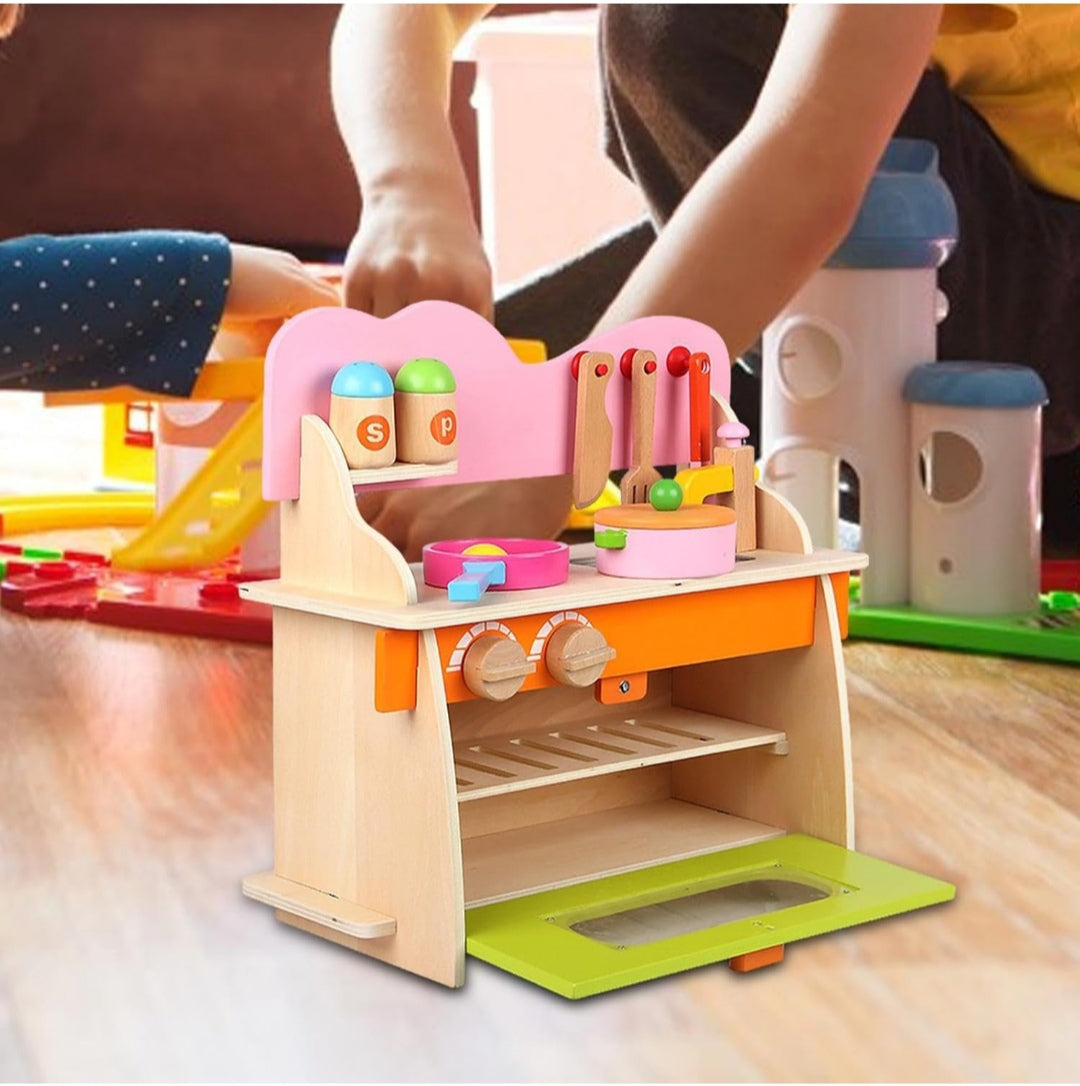 Play Kitchen Set Gifts Wooden Ornament Realistic Sturdy Kitchen Set for Kids Toys & Hobbies Educational Other Educational Toys