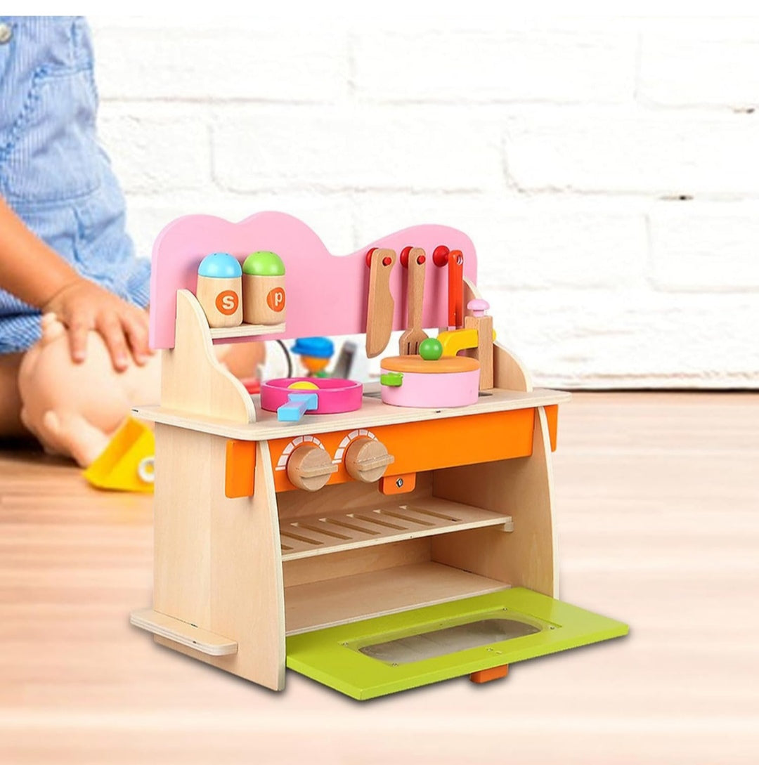 Play Kitchen Set Gifts Wooden Ornament Realistic Sturdy Kitchen Set for Kids Toys & Hobbies Educational Other Educational Toys