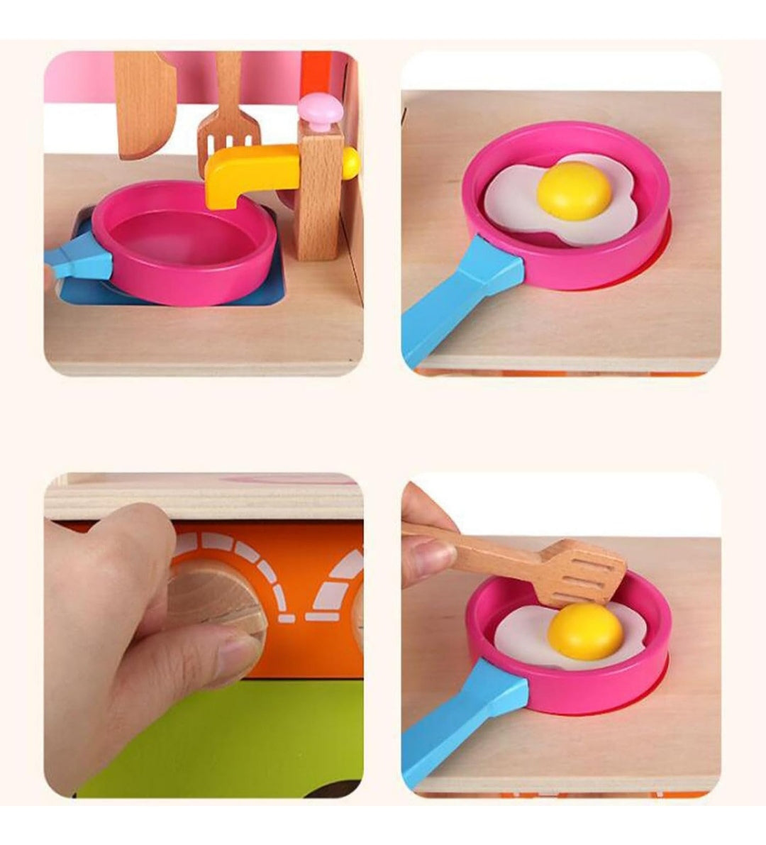 Play Kitchen Set Gifts Wooden Ornament Realistic Sturdy Kitchen Set for Kids Toys & Hobbies Educational Other Educational Toys