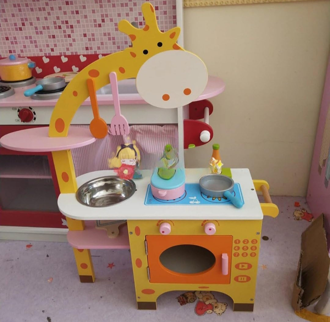 Wooden Pretend Play Giraffe Kitchen Hearth Play Set