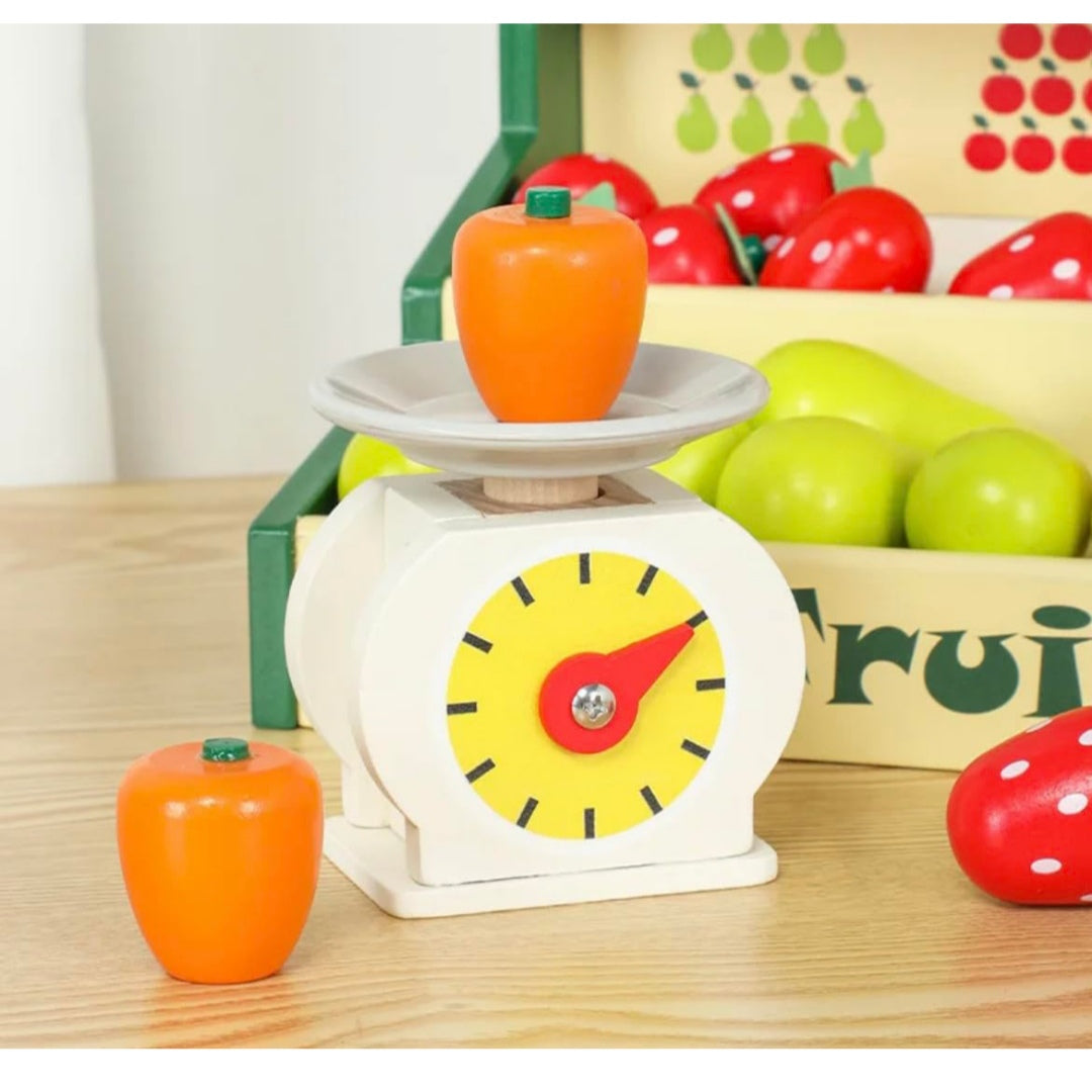 Wooden Mini Fruit Stall Toy Set for Pretend Role Play