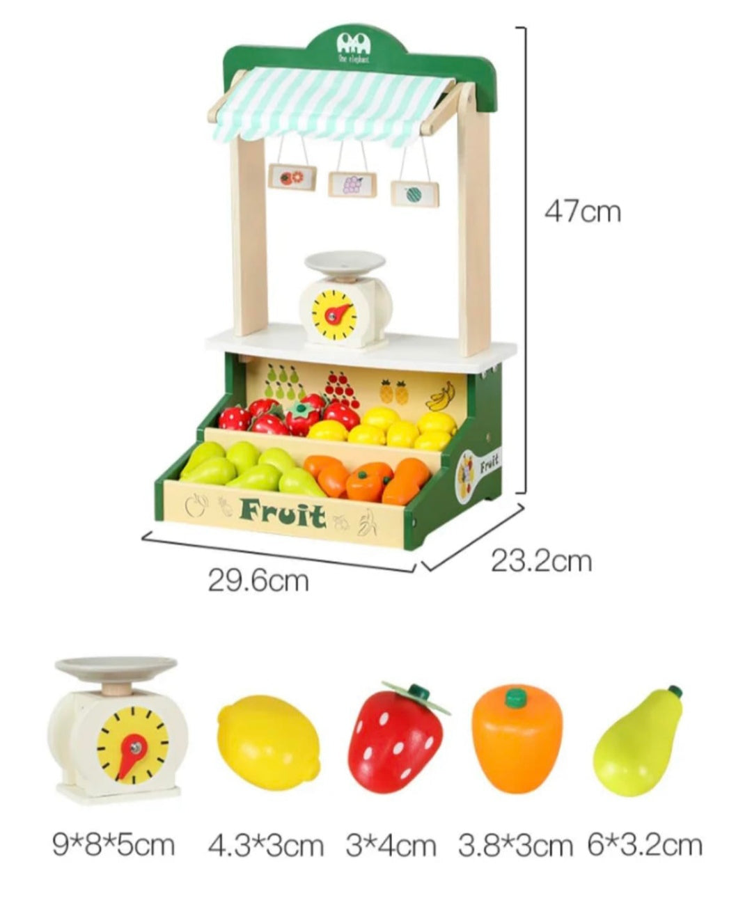Wooden Mini Fruit Stall Toy Set for Pretend Role Play