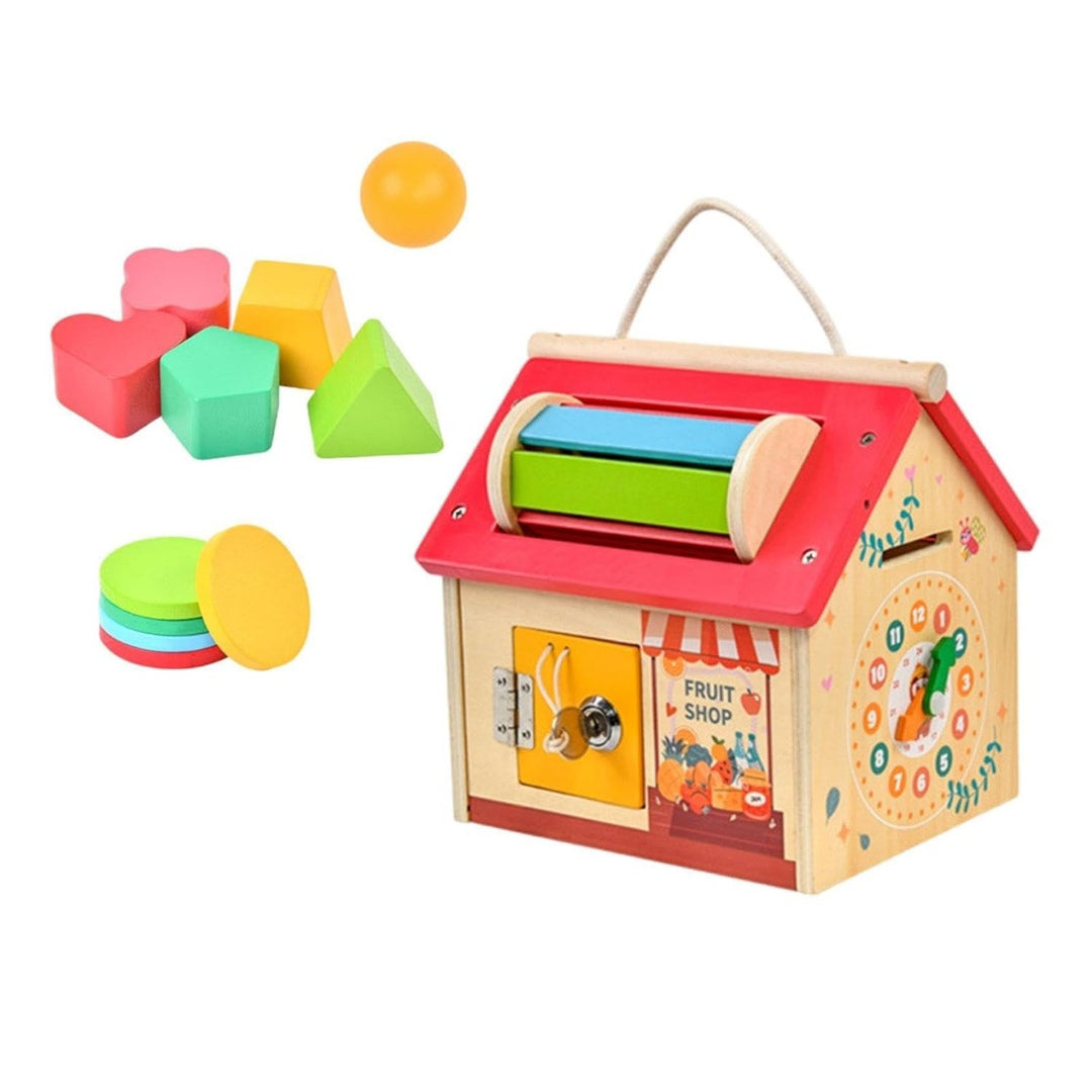 Wood Busy Activity Montessori House Toy for Kids Ages 1 2 3 Years Old Baby Toys for Baby Developmental Baby Toys