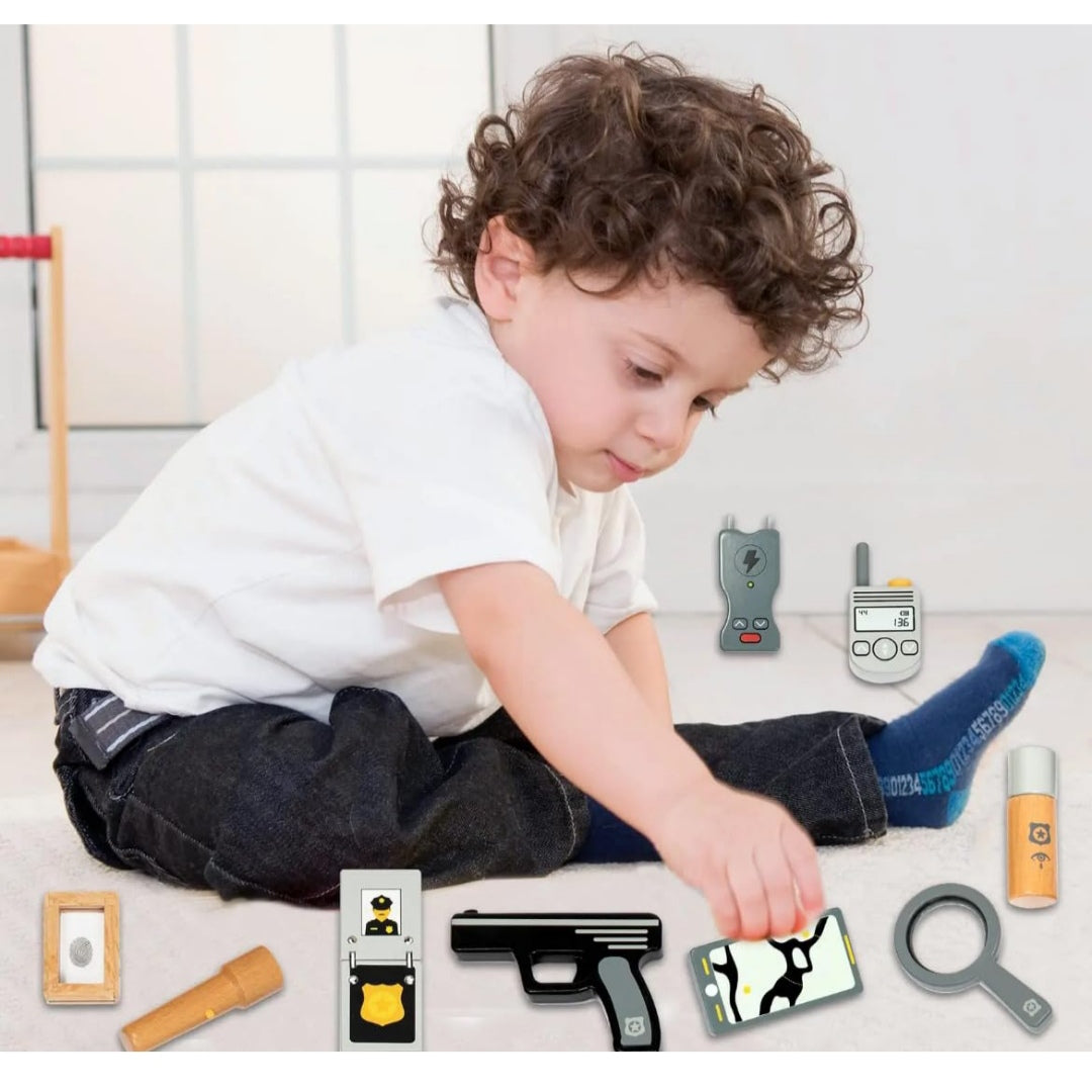 Police Playset for Kids with Vest, Handcuffs, Baton, Badge & Accessories Role Play Costume Kit Fun Pretend & Imaginative Play Educational Toy for Boys & Girls