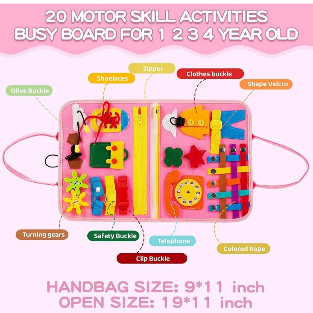 Busy Board Toy to Develop Basic Skills, Educational Sensory Busy Book for Toddlers