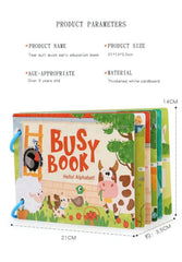 Montessori Busy Book, Preschool Busy Book for Toddlers Kids / Children 16 Activities Quiet Book Alphabets, Numbers, Shapes Learning