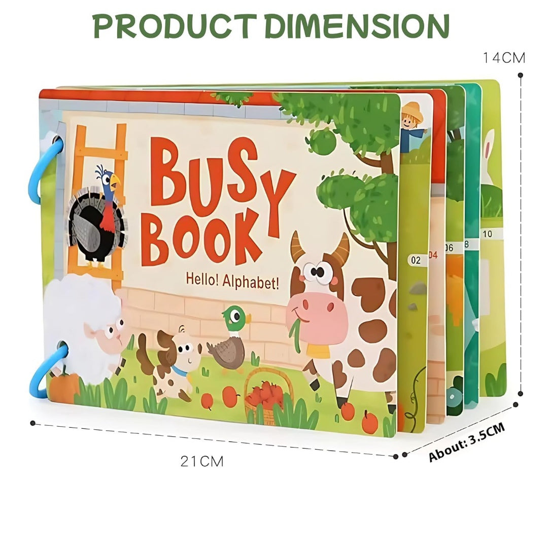 Montessori Busy Book, Preschool Busy Book for Toddlers Kids / Children 16 Activities Quiet Book Alphabets, Numbers, Shapes Learning