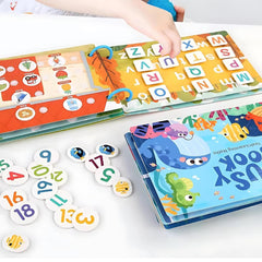 Montessori Busy Book, Preschool Busy Book for Toddlers Kids / Children 16 Activities Quiet Book Alphabets, Numbers, Shapes Learning