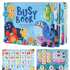 Montessori Busy Book, Preschool Busy Book for Toddlers Kids / Children 16 Activities Quiet Book Alphabets, Numbers, Shapes Learning
