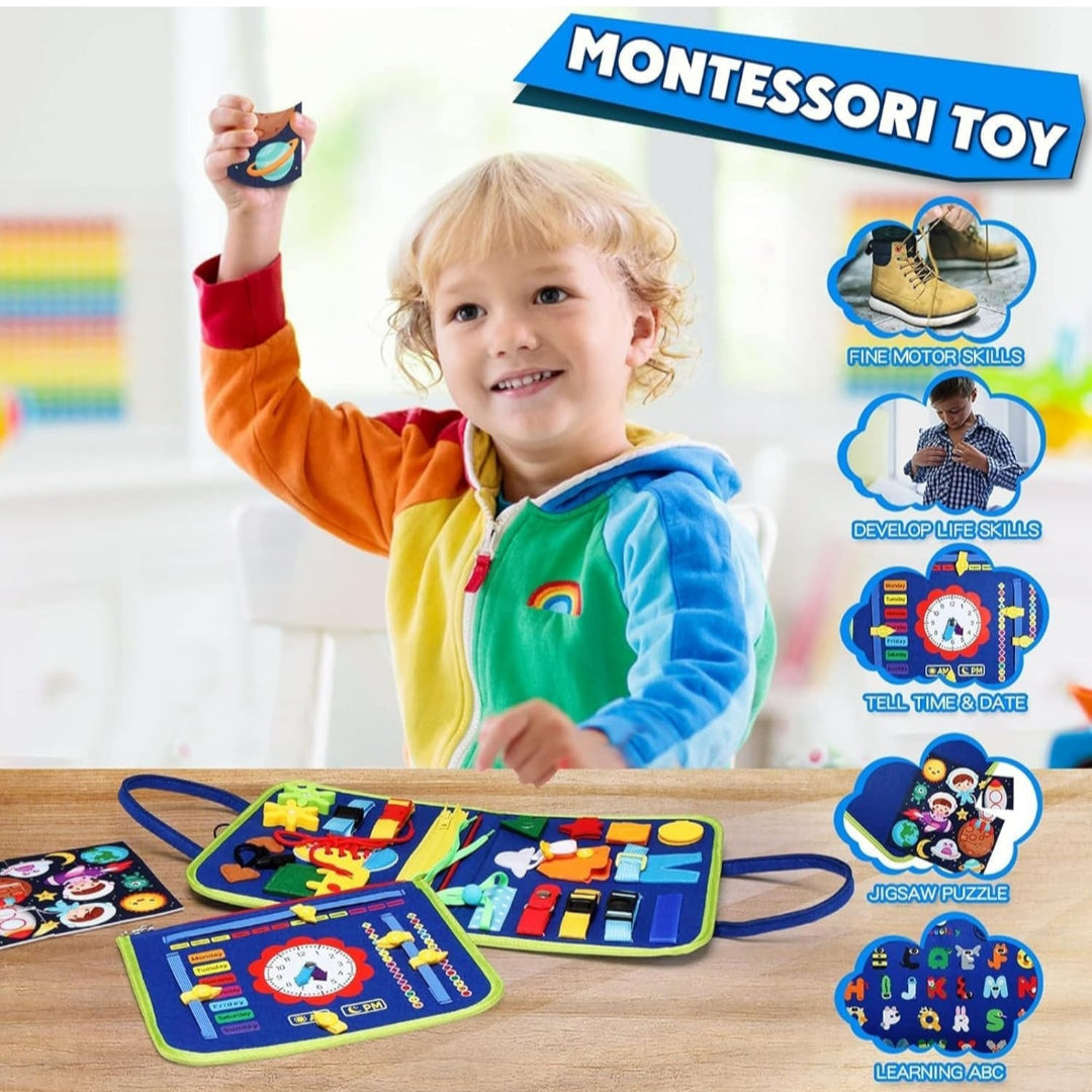 Busy Board Toy to Develop Basic Skills, Educational Sensory Busy Book for Toddlers