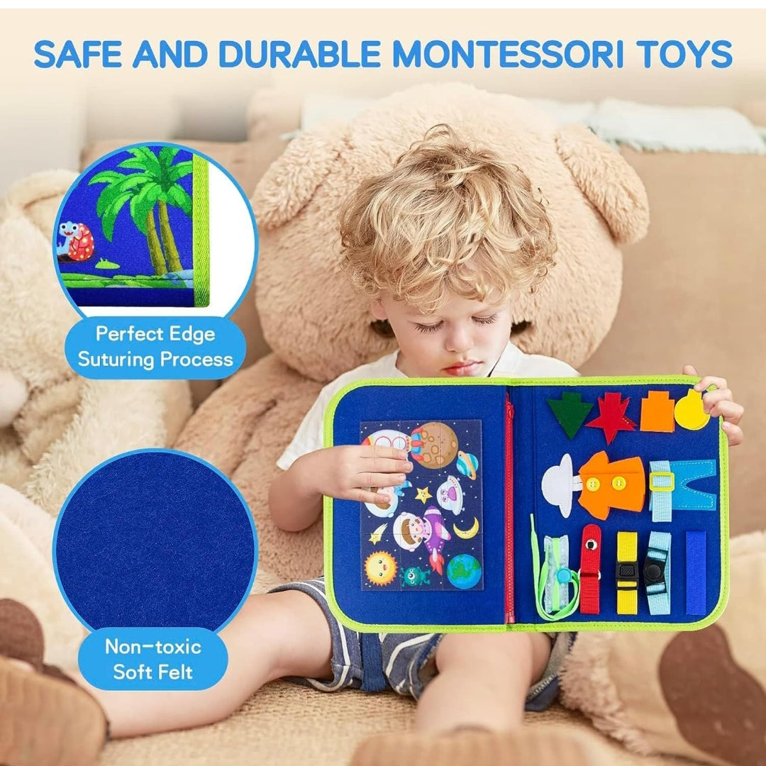 Busy Board Toy to Develop Basic Skills, Educational Sensory Busy Book for Toddlers