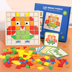 120 Piece Mosaic Wooden Pattern Blocks Puzzle